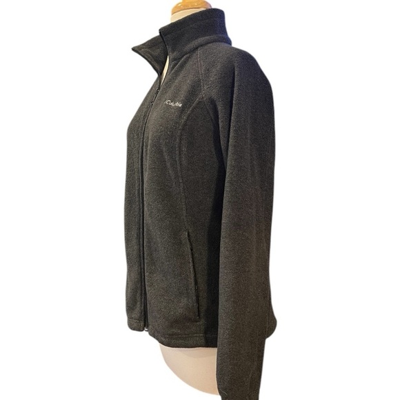 Columbia Dark Gray Full Zip Fleece Jacket Zip Pickets Fall Cozy Medium - Picture 2 of 8